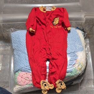 Red Kids One Piece with Bear Design